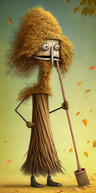 Image of a man with broom generative ai