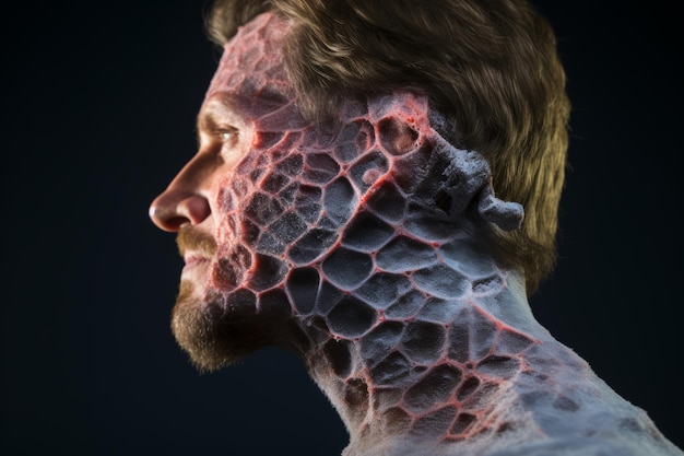 an image of a mans face covered in skin