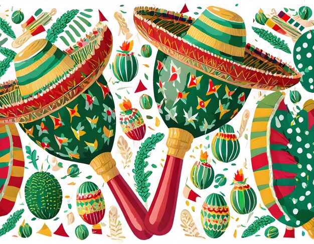 an image of maracas decorated with festive motifs for Cinco de Mayo