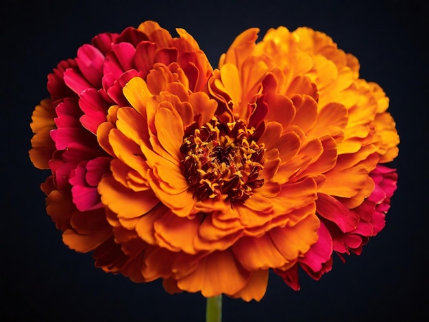 Image of a marigold with petals that form the shape of a heart