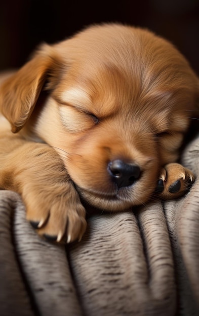 A Image of a Miniature Puppy Sleeping