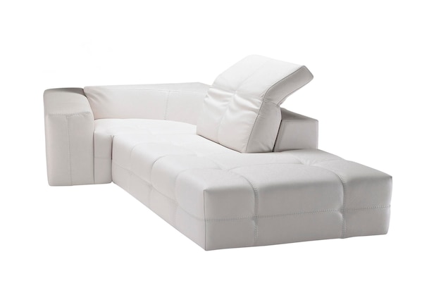 分離されたモダンな白い革張りのソファのイメージ
