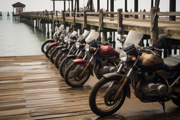 Image of Motorbikes in a pier generative AI