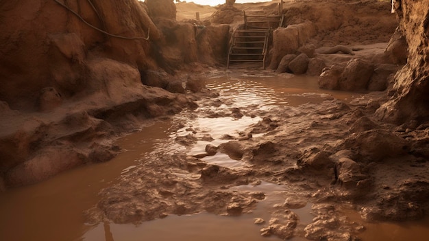 An image of a mud bath area highlighting the detoxifying properties of the treatment