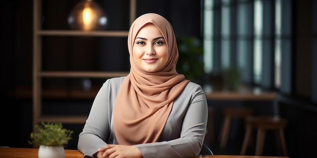 An image of a Muslim businesswoman wearing a headscarf Generative Ai