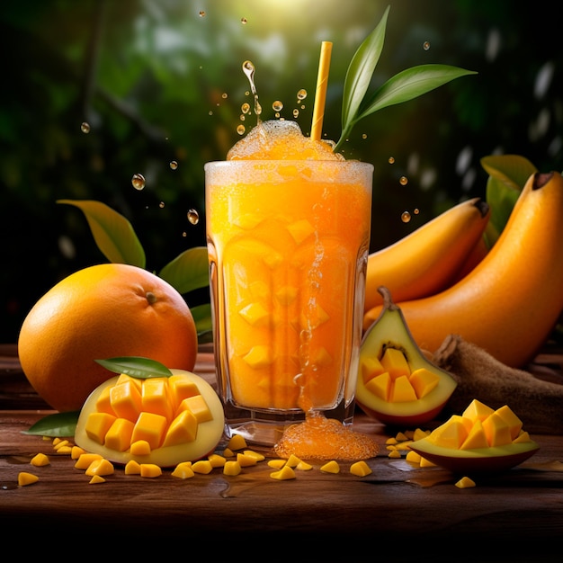 Image of natural fruit juice in glass