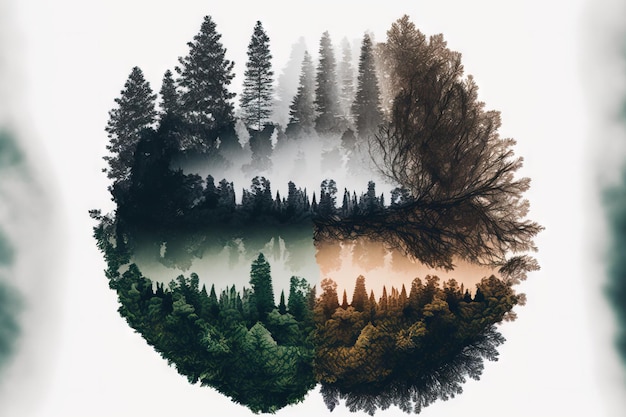 Image of a nature scene in double exposure