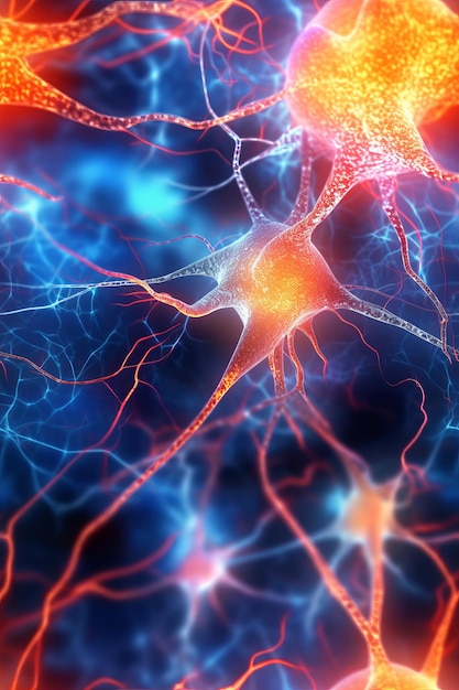 Image of Neurons and neural connections Brain cells 3D illustration