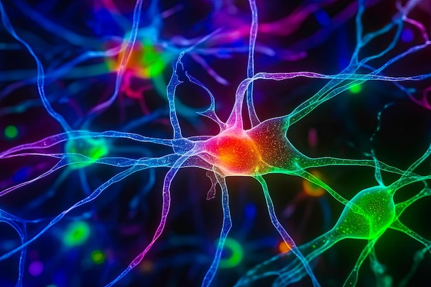 Изображение нейронов, ответственных за обработку зрительной информации, например нейронов в зрительной коре.