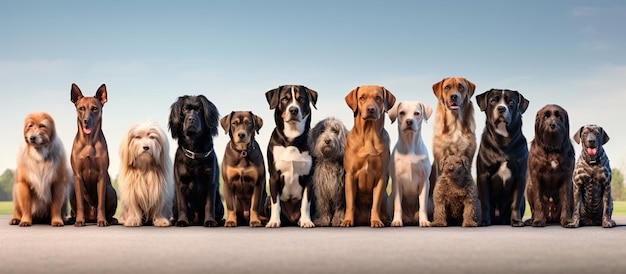 Фото Изображение группы милых собак, сидящих