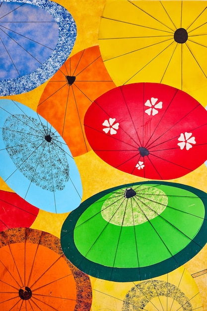 사진 일본 의 우산 이나 와가사 와 자노메가사 의 다채로운 벽화