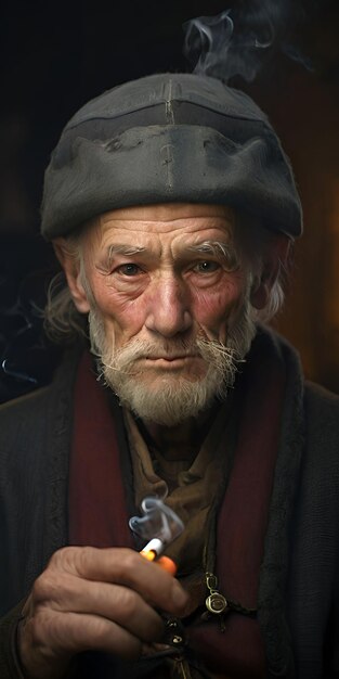 Foto image of old man smoking