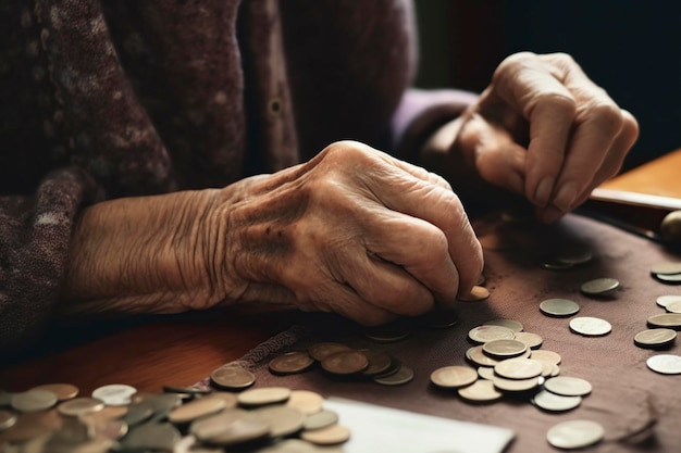 image old hands counting coins