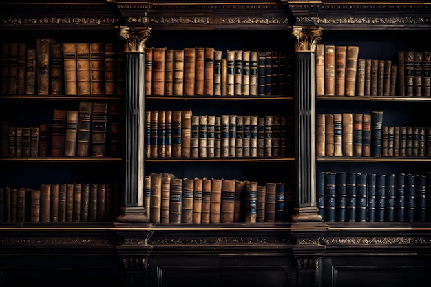 an image of an old library in a dark place in the style of texturerich layers