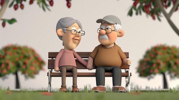 Photo an image of an older couple on a bench with a man and woman on the bench
