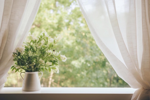 An Image of a Open Window And Curtains