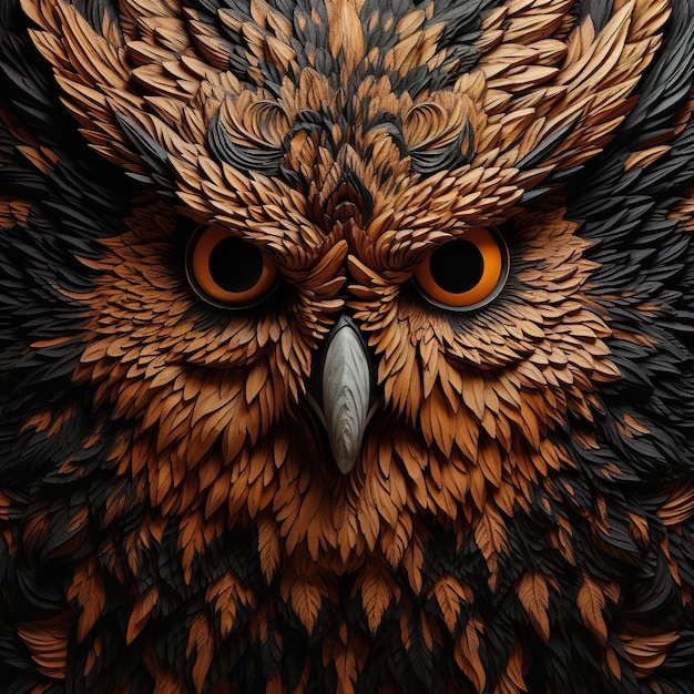 Image of an owl face is carefully crafted on a clean background Bird Wildlife Animals Illustration Generative AI