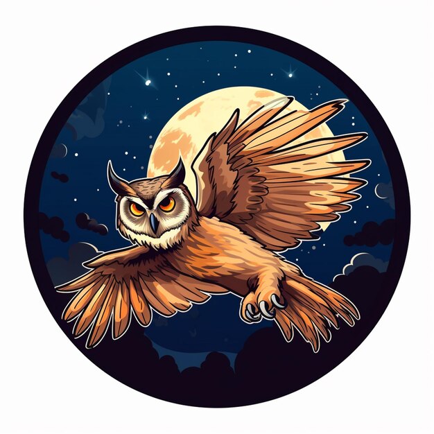 An image of an owl flying in the night sky with a full moon in the background generative ai