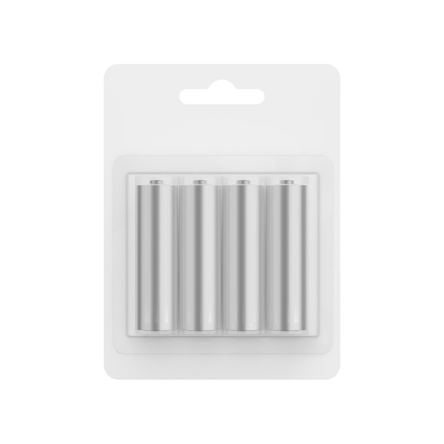 Photo an image of a pack of batteries isolated on a white background