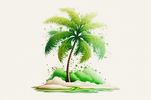 Image of palm tree in white isolation