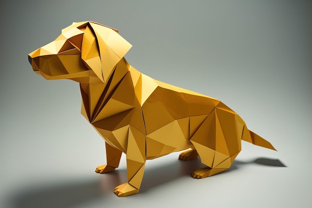 Image of paper origami art Handmade paper dog Pet Animal illustration generative AI