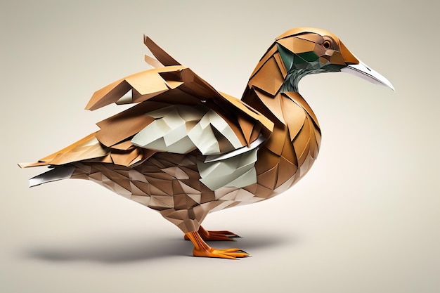 Premium AI Image  A duck made of paper that has a face on it