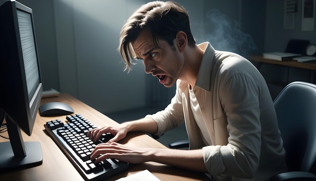 an image of a person typing furiously on their keyboard