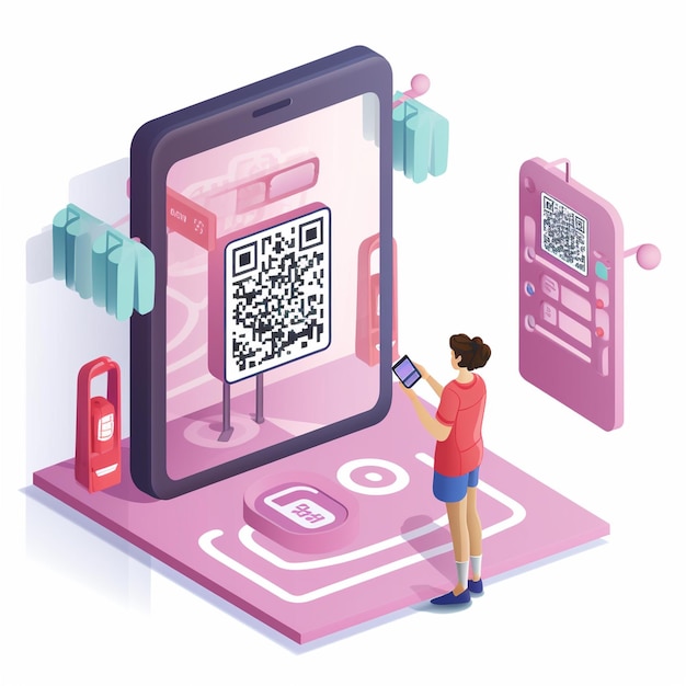 Photo image of a person using a phone to scan a qr code