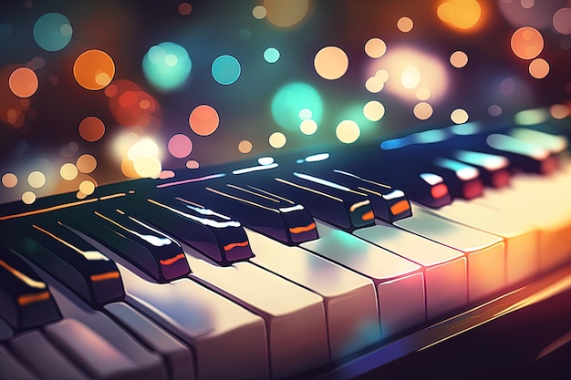 image of piano keys on a bokeh backdrop