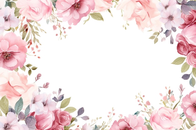 Image of picture frames a floral pattern on a white background Flower Illustration Generative AI