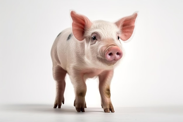 Изображение свиньи на белом фоне Фермерские животные Иллюстрация генеративная AI
