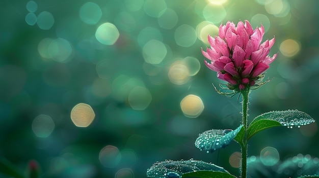 Photo an image of a pink burdock flower close to a green defocused background of nature