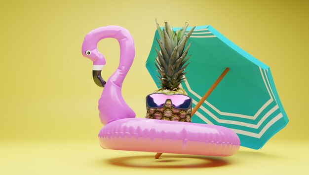 Image of a pink flamingoshaped float ideal for summer while on vacation at the beach or by the pool