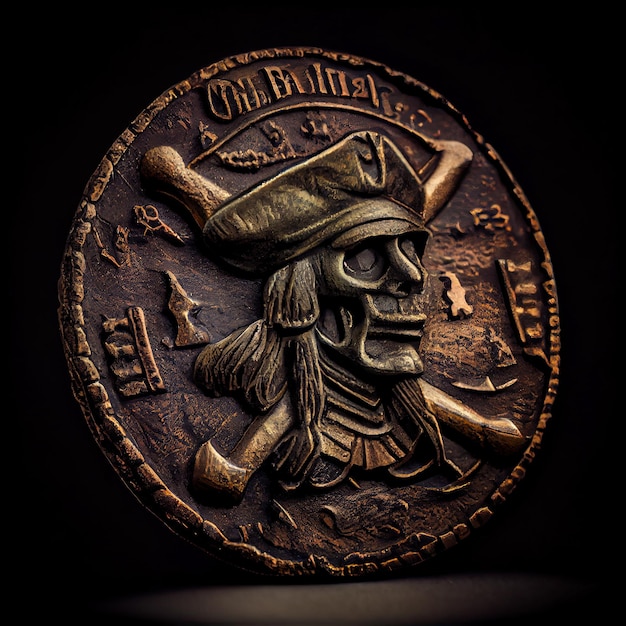 Image of a pirate on a coin Generative AI