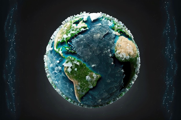 Image of planet earth that needs to be protected and developed recycling of recyclables