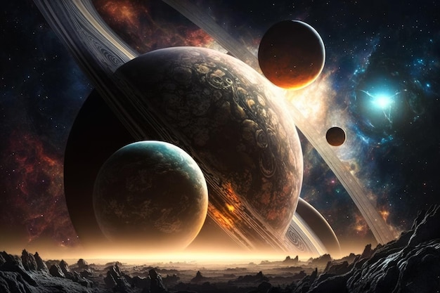 An image of planets in outer space Generative AI