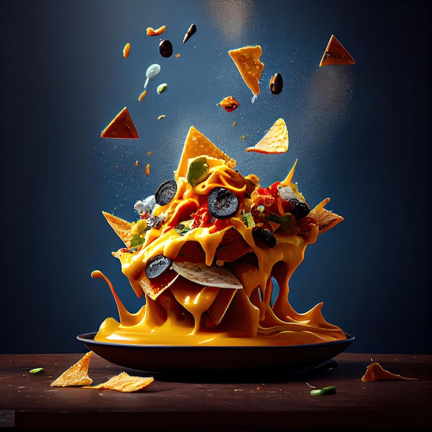 Photo an image of a plate of food with nacho