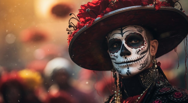 image portrait party costume of the day of the dead in Mexico