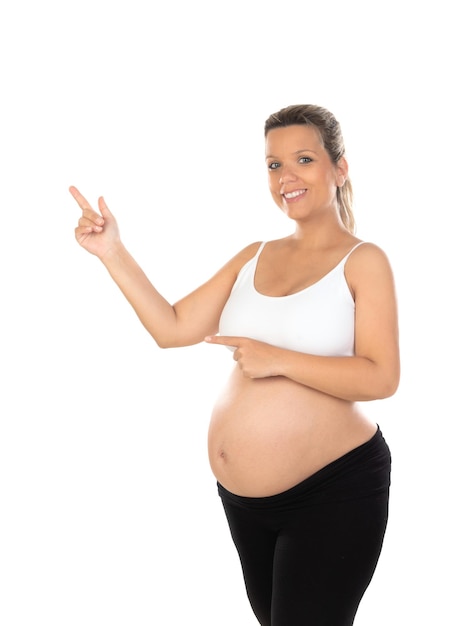 Image of pregnant woman touching her belly with hands