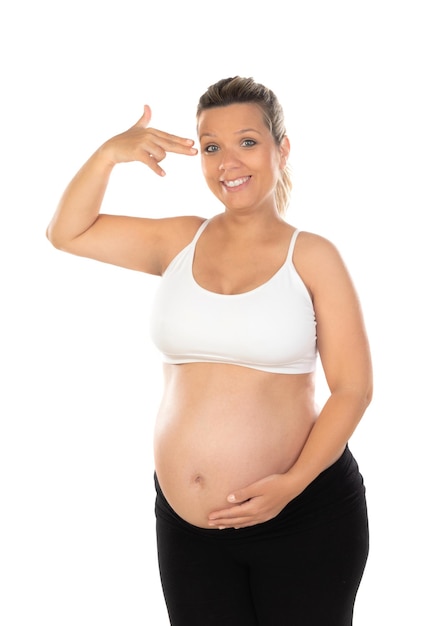 Image of pregnant woman touching her belly with hands