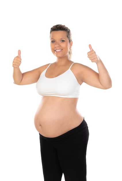 Image of pregnant woman touching her belly with hands
