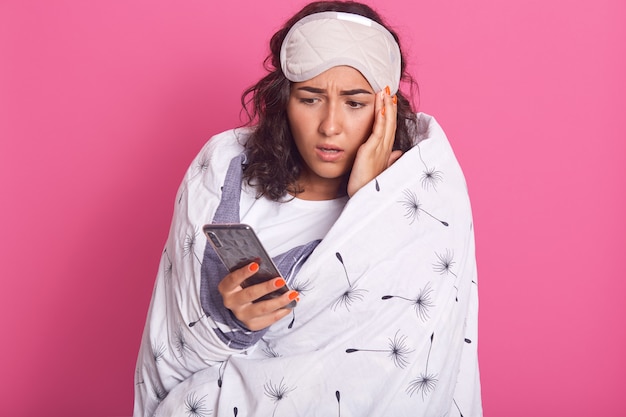 Image of pretty woman dresses white underwear and wrapped blanket with dandelion