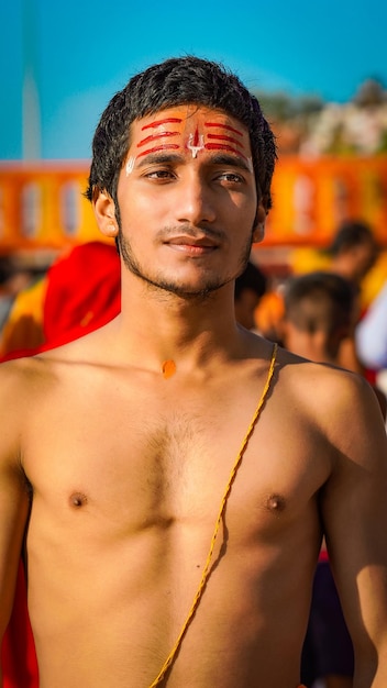 Image of priest's son at haridwar