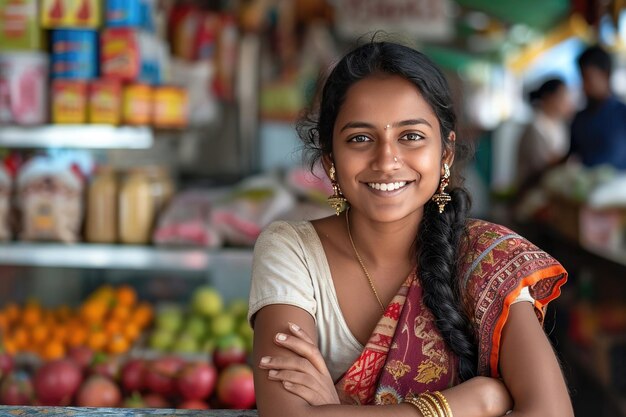 Photo an image of the proprietor of a supermarket generative ai