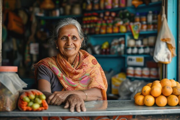 Photo an image of the proprietor of a supermarket generative ai