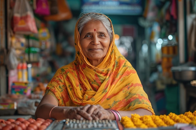 Photo an image of the proprietor of a supermarket generative ai