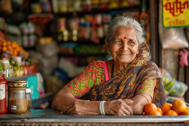 Photo an image of the proprietor of a supermarket generative ai