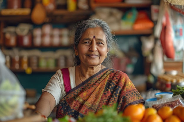 Photo an image of the proprietor of a supermarket generative ai