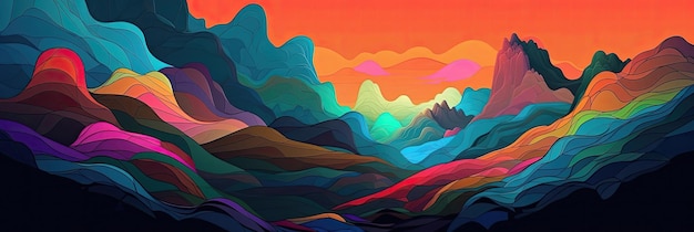 An Image Of A Psychedelic Abstract Landscape Background Generative AI