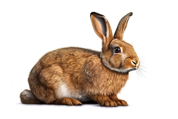 Image of a rabbit sitting on white background Pet Animals Illustration generative AI